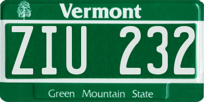VT license plate ZIU232