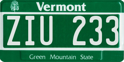 VT license plate ZIU233