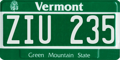 VT license plate ZIU235