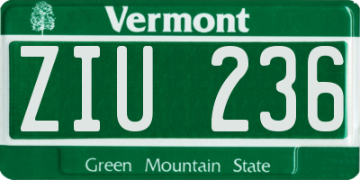 VT license plate ZIU236