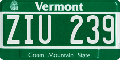 VT license plate ZIU239