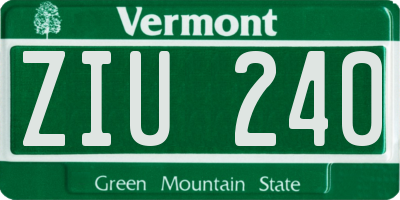 VT license plate ZIU240