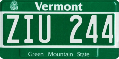 VT license plate ZIU244