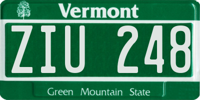 VT license plate ZIU248