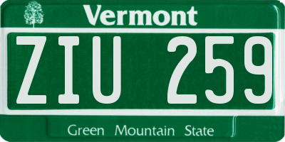 VT license plate ZIU259