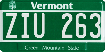 VT license plate ZIU263