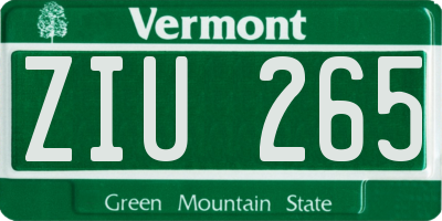 VT license plate ZIU265