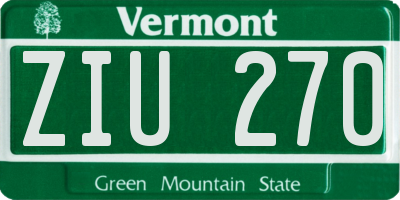 VT license plate ZIU270