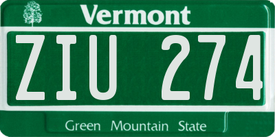 VT license plate ZIU274