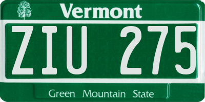 VT license plate ZIU275