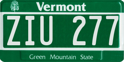 VT license plate ZIU277