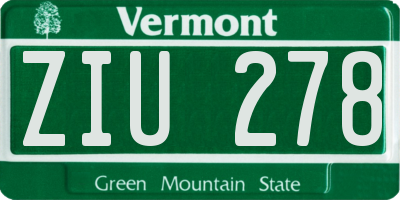 VT license plate ZIU278