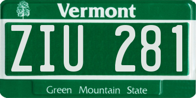 VT license plate ZIU281