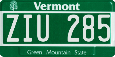 VT license plate ZIU285