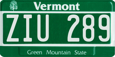 VT license plate ZIU289