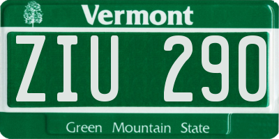 VT license plate ZIU290