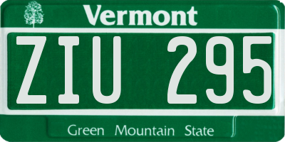 VT license plate ZIU295