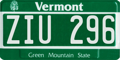 VT license plate ZIU296