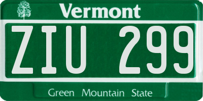 VT license plate ZIU299