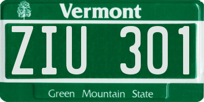 VT license plate ZIU301