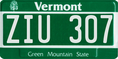 VT license plate ZIU307