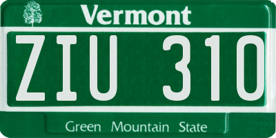 VT license plate ZIU310