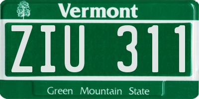 VT license plate ZIU311
