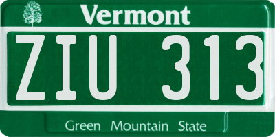 VT license plate ZIU313