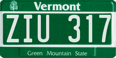VT license plate ZIU317