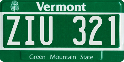 VT license plate ZIU321