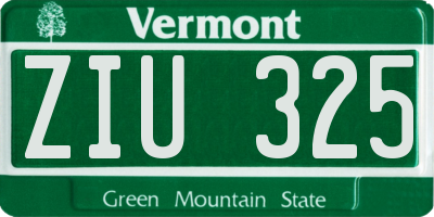 VT license plate ZIU325