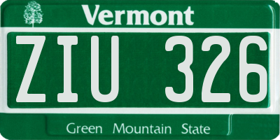 VT license plate ZIU326