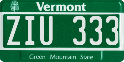 VT license plate ZIU333