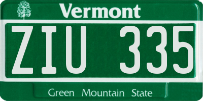 VT license plate ZIU335