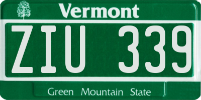VT license plate ZIU339