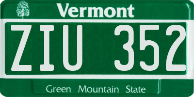 VT license plate ZIU352