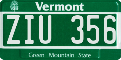 VT license plate ZIU356