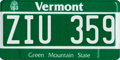 VT license plate ZIU359