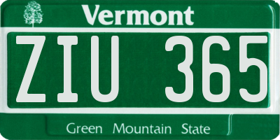 VT license plate ZIU365