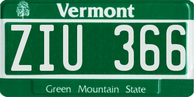 VT license plate ZIU366