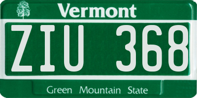 VT license plate ZIU368