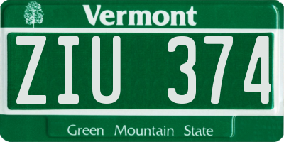 VT license plate ZIU374