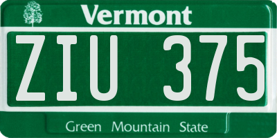 VT license plate ZIU375