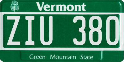 VT license plate ZIU380