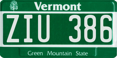 VT license plate ZIU386