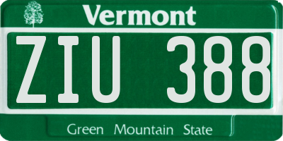 VT license plate ZIU388