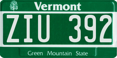 VT license plate ZIU392