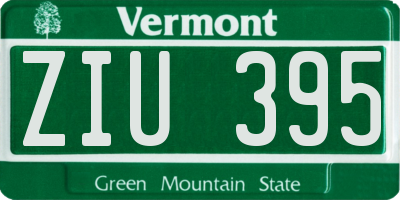 VT license plate ZIU395