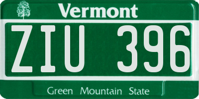 VT license plate ZIU396