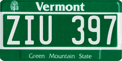 VT license plate ZIU397